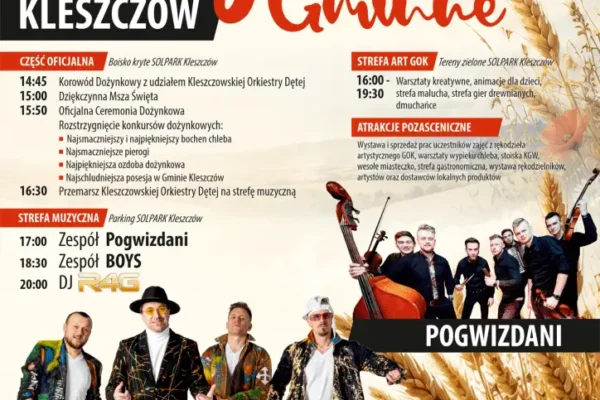 Dożynki Gminne 2026 w Kleszczowie – święto plonów pełne atrakcji