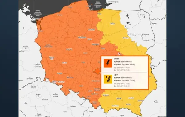 Upał i burze w powiecie bełchatowskim – ostrzeżenia IMGW