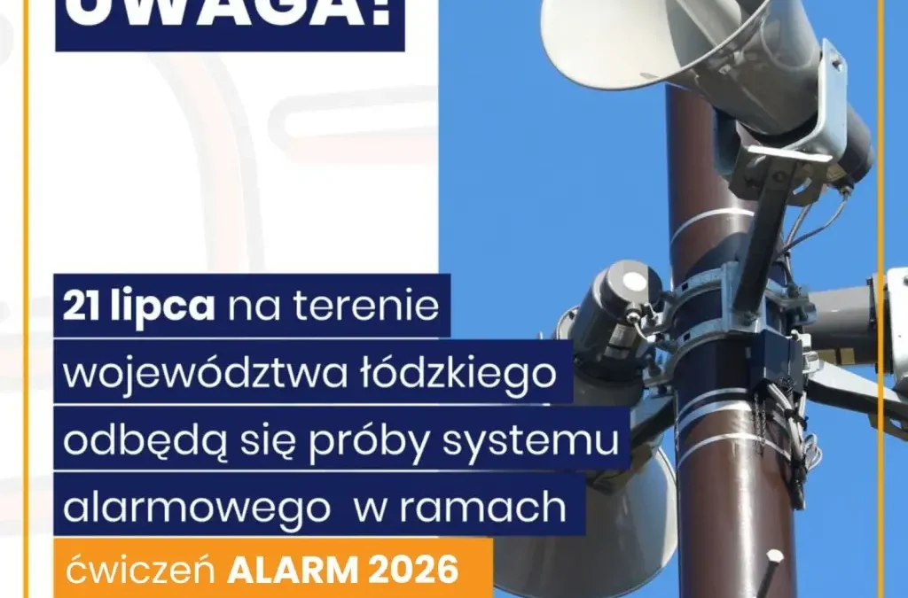 Uwaga! 21 lipca próby syren alarmowych w gminie Kleszczów – ćwiczenia ALARM 2026