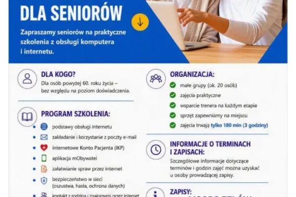 Bezpłatne szkolenia cyfrowe dla seniorów w Zelowie – rusza nabór