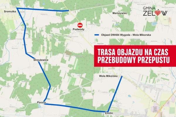 Zamknięcie drogi wojewódzkiej 484: objazdy i utrudnienia od 10 sierpnia
