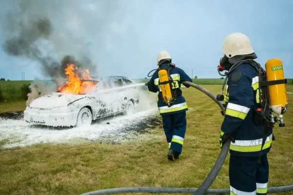 Pożar samochodu w Wierzchach Parzeńskich – interwencja strażaków