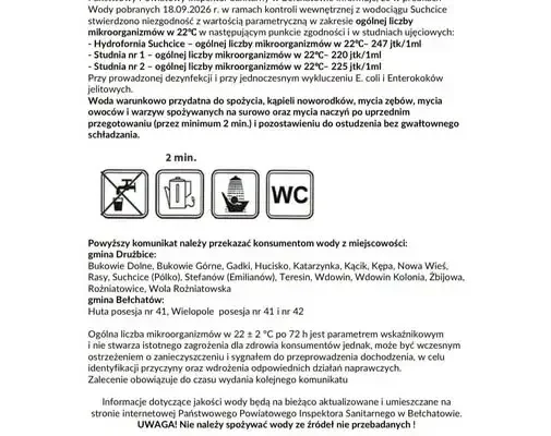 Woda z wodociągu Suchcice warunkowo zdatna do spożycia – koniec z dystrybucją butelek