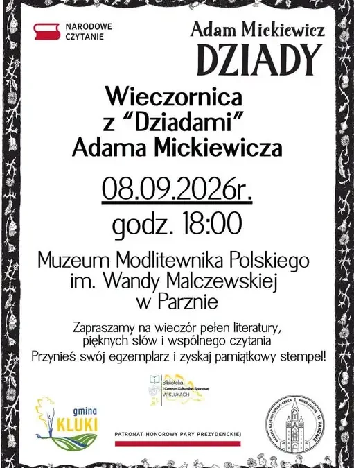 Narodowe Czytanie w Parznie – literacka wieczornica już dziś