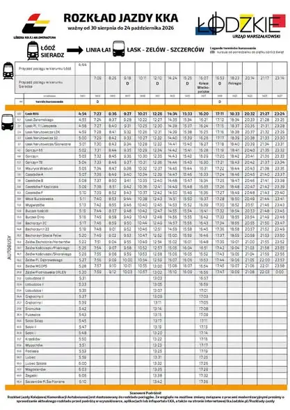 Bezpłatna linia autobusowa ŁA1 łączy Szczerców z koleją w Łasku