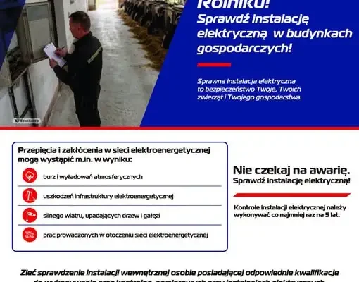 PGE Dystrybucja apeluje do rolników: sprawdźcie instalacje elektryczne w budynkach gospodarczych
