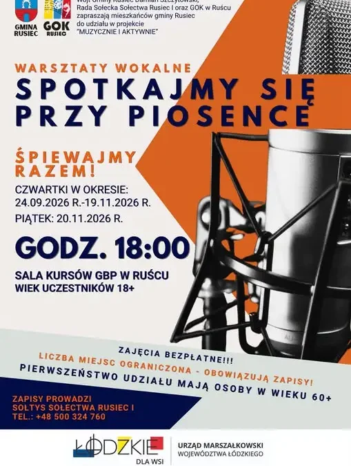 Bezpłatne warsztaty wokalne dla dorosłych w Ruścu – ruszają zapisy