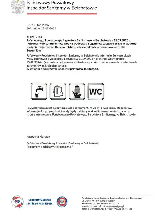 Woda z wodociągu Bogumiłów znów bezpieczna. Sanepid odwołuje ostrzeżenie