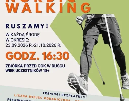 Rusiec: bezpłatne treningi nordic walking dla dorosłych mieszkańców gminy