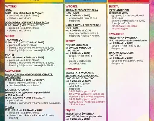 Nowy sezon zajęć w Gminnym Ośrodku Kultury w Ruścu – ruszyły zapisy