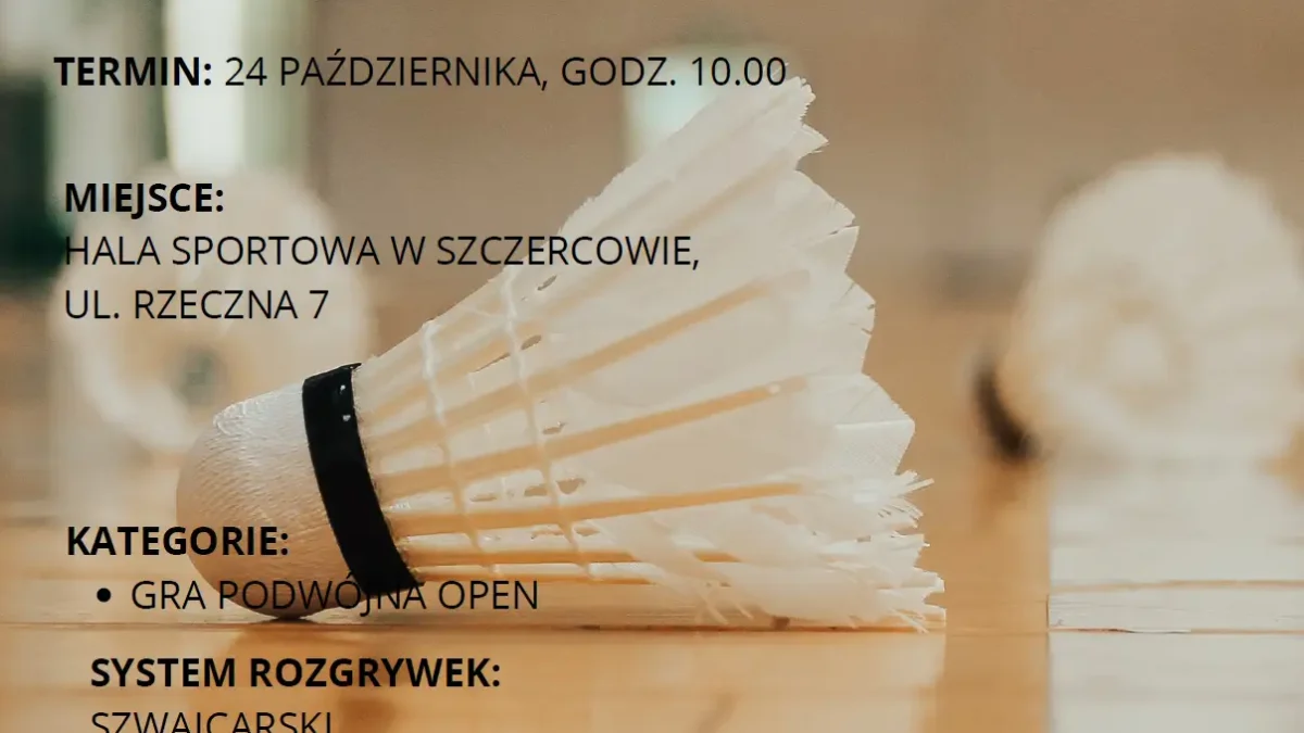 XIV Turniej Badmintona o Puchar Wójta Gminy Szczerców – trwają zapisy