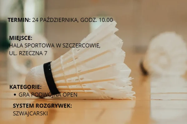 XIV Turniej Badmintona o Puchar Wójta Gminy Szczerców – zapisy otwarte