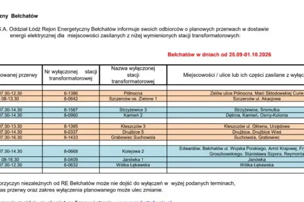 Przerwy w dostawie prądu w Gminie Kleszczów – sprawdź, czy Twój dom jest na liście