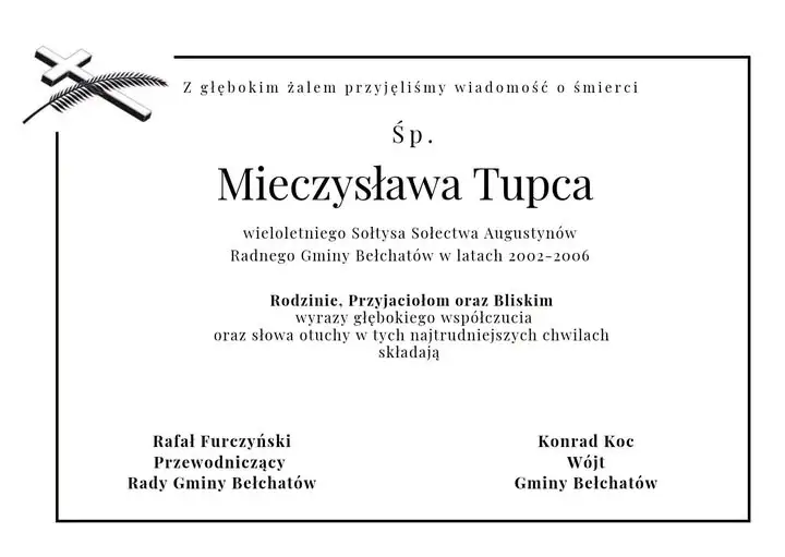 Zmarł Mieczysław Tupec – wieloletni sołtys Augustynowa i radny gminy Bełchatów